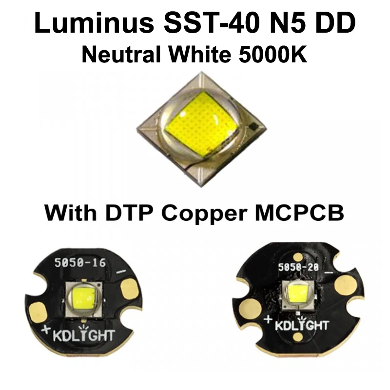 

Luminus SST-40 N5 DD Neutral White 5000K LED Emitter with KDLITKER 16mm / 20mm DTP Copper MCPCB