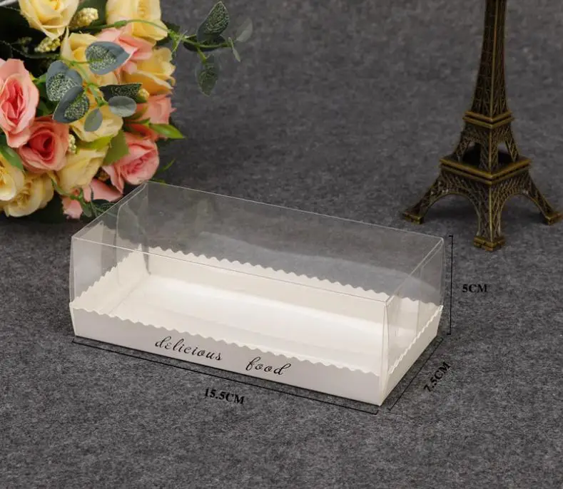 Portable Transparent Clear Swiss Roll Cake Box Baking Packing Boxes Dessert Cookies Boxes SN3630