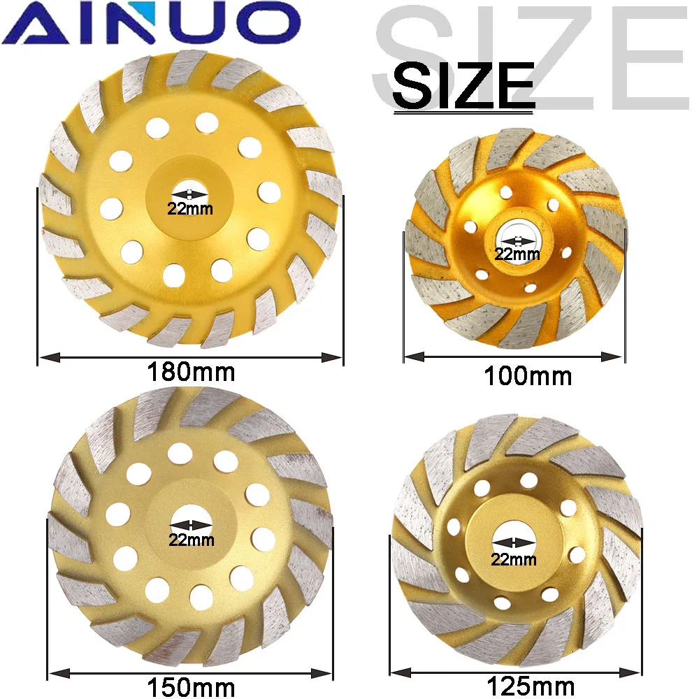 100/125/150/180mm Segment Grinding Machine Wheel Diamond Grind Cup Disc for Angle grinde Ceramic Stone Concrete Cutting Wheel