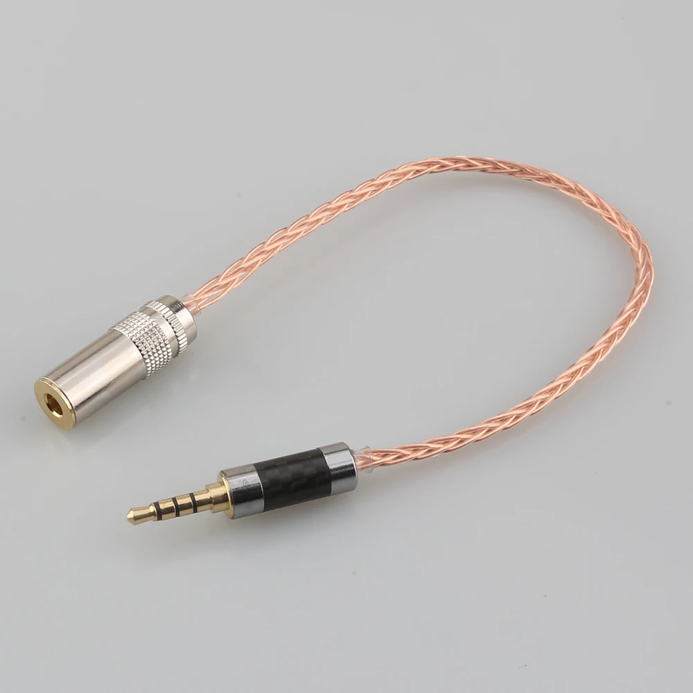 Wysokiej jakości 3.5mm TRRS męski do 4.4mm kobiet zrównoważony Adapter 8 rdzeni 7N OCC HiFi posrebrzane Adapter Audio kabel