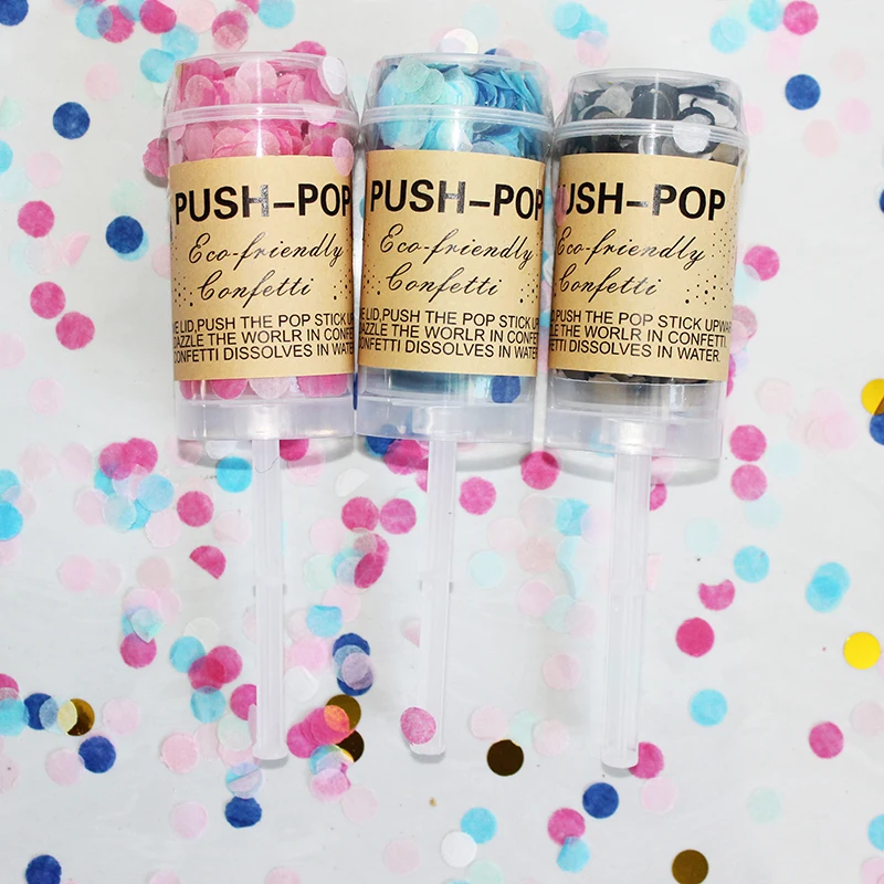 1 Set Push-Pop Confetti Blue  Pink  Poppers for Wedding Happy Birthday Flower Paper Mini Round Confetti Dots Party Decoration