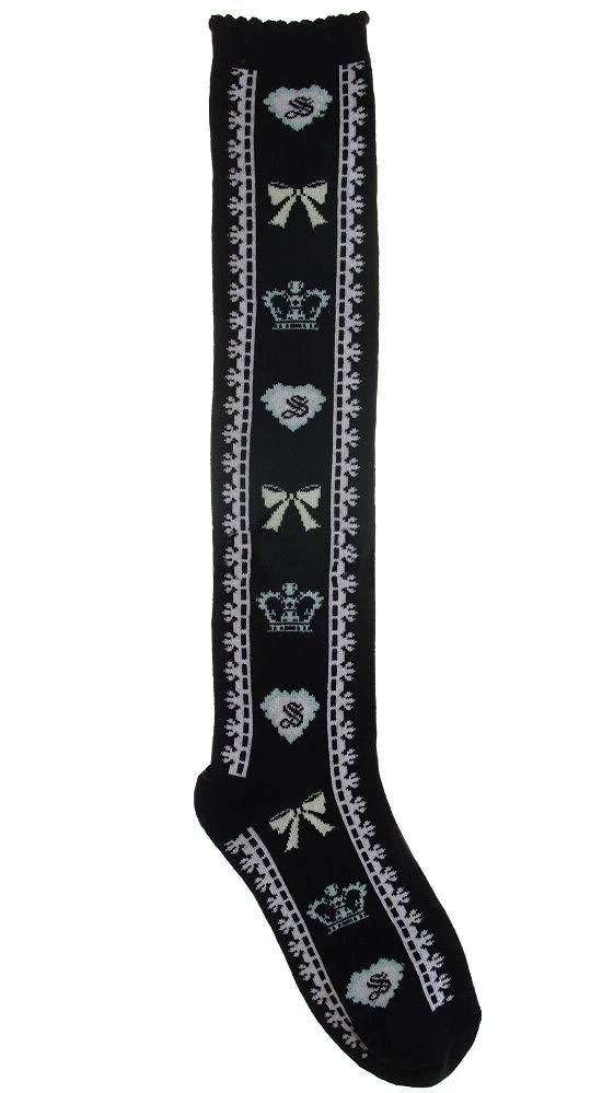 Japanese kawaii girl daily sweet lolita stockings cute printing student gothic lolita knee socks loli cosplay