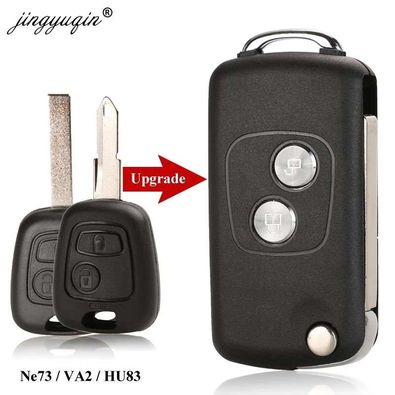 jingyuqin 2 BTN Modified Flip Remote Car key Shell for Citroen C1 C2 C3 C4 Picasso Xsara Peugeot 206 306 307 107 207 407 Partner