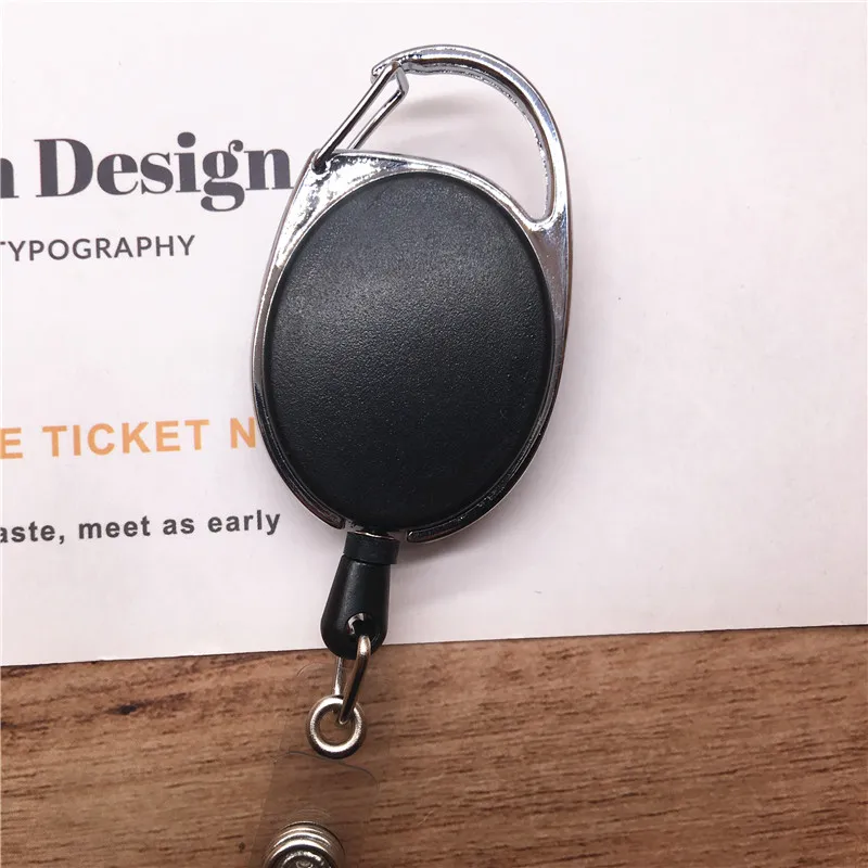 Premium Retractable Carabiner Badge Reels with Horizontal Half Card Badge Holders for POS and Swipe Cards by Specialist ID