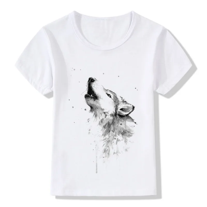 Children Animal Wolf Hardliner Print T shirt Kids Summer Tops Girls Boys T-shirt Casual Baby Clothes