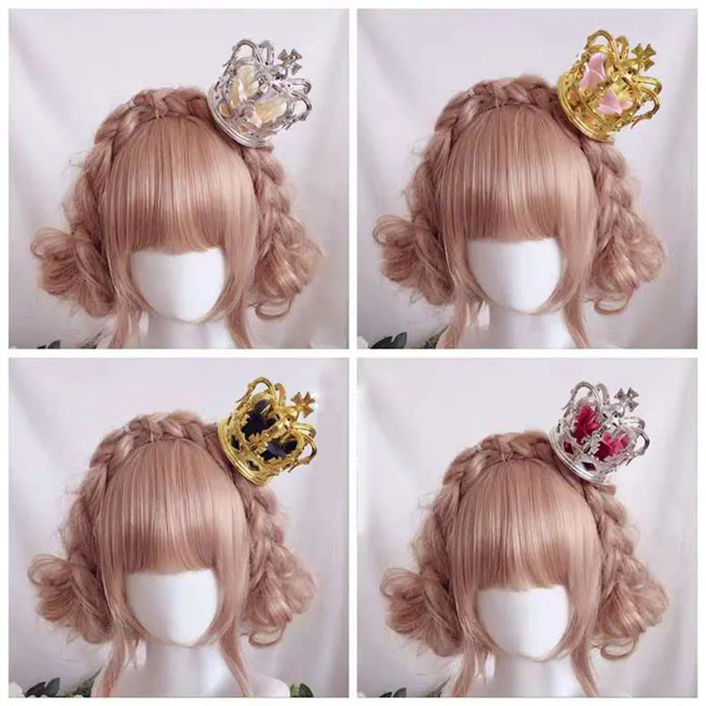 Japanese Lolita Princess 3D Tiara Crown Luxuries Artificial Rose Flower Cosplay Headdress Hair Accessories with Alligator Clips