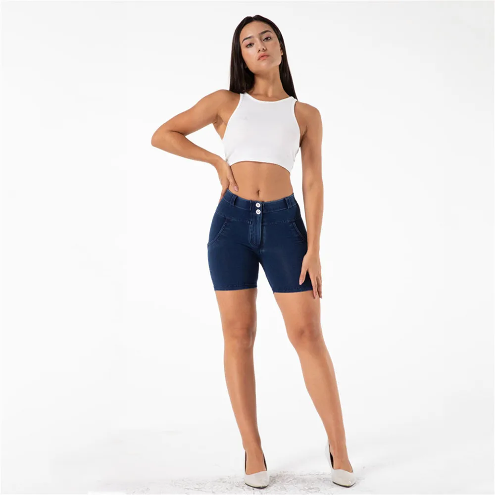 

Shascullfites Gym And Shaping Mid Rise Skinny Denim Blue Shorts Yoga Scrunch Bum Lift Gym And Shaping Knickers