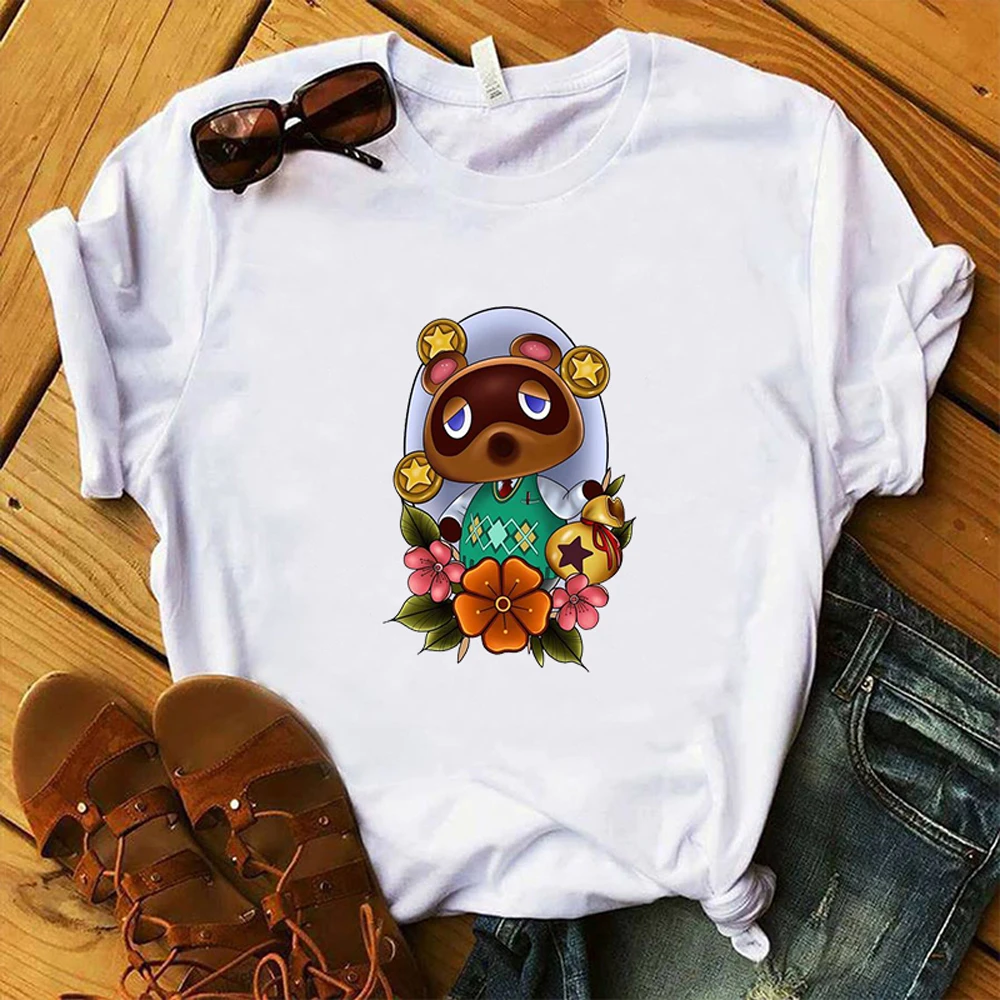 Summer White Camiseta Tops Female Clothes Vintage Japanese Animal Crossing Gaming Women T Shirt Harajuku Aesthetic T-shirt