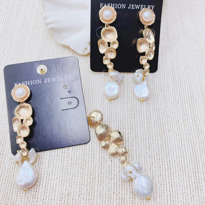 Fashionable Natural Pearl Drop Earrings For Women Handmade Plant Wedding Dangle Earring Jewelry Brinco 3Pairs Wholesale