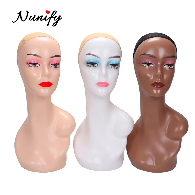 

Nunify Beige/Drak Brown Wig Display Mannequin Head Model Head Hair Displayer Training Head For Wig Hat Scarf Mannequin Head