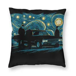 Supernatural Night Square Pillow Case Cushions Starry Night Van Gogh Supernatural Dean Sam Winchester Castiel Cushion Covers