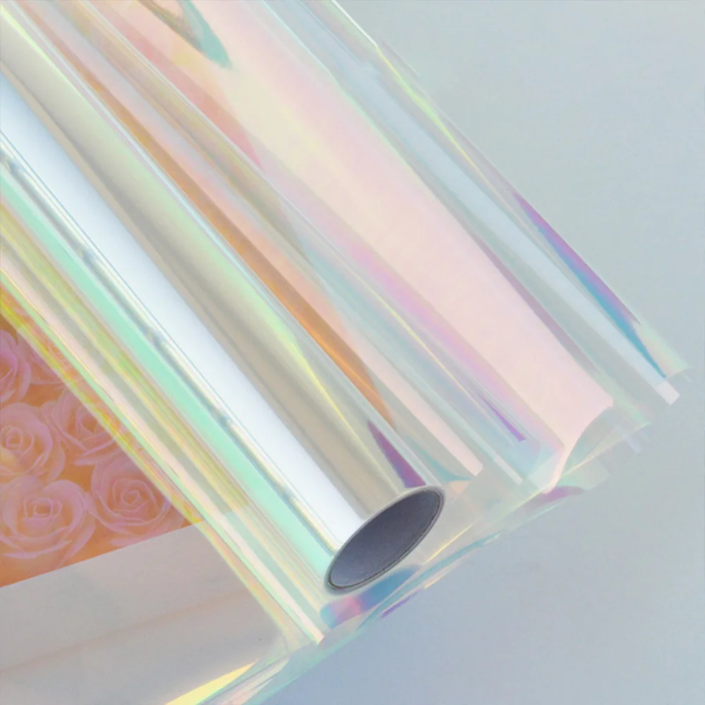 10m Iridescent Flower Bouquet Wrapping Cellophane Rainbow Film Valentines Day Gift Packaging Birthday Wedding Party Decorations