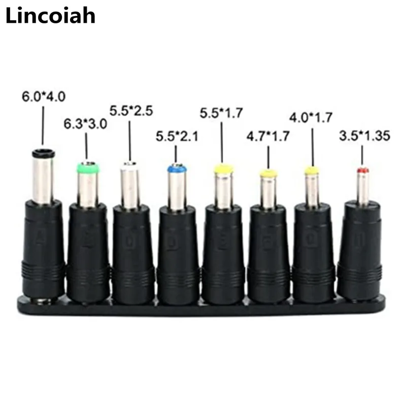 Adaptador de corriente Universal de 5,5mm x 2,1mm, kit de conectores de puntas de CC y CA para Lenovo Thinkpad, juegos de enchufes de fuente de alimentación de ordenador portátil, 34 Uds./8 Uds.