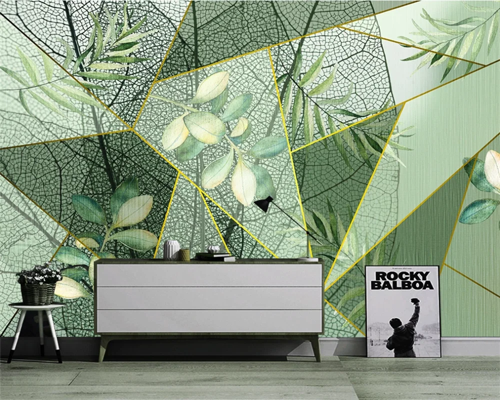 Personalizado mural papel de parede 3d fresco plantas tropicais moderno geométrico minimalista fundo da parede