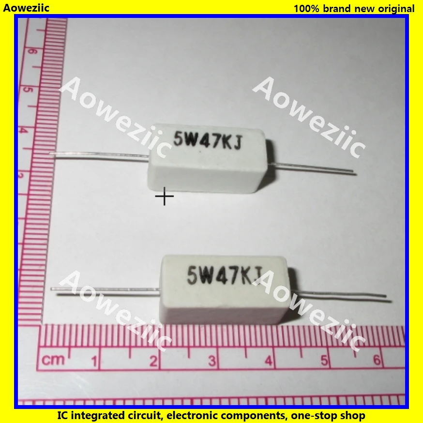 10Pcs RX27 Horizontal cement resistance 5W 47K ohm 47K R 47K RJ 5W47KJ 47000R Ceramic Resistance precision 5% Power resistance