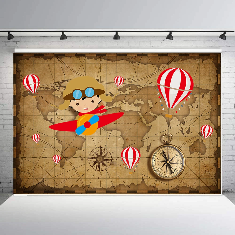 Little Pilot Backdrop Cartoon Aircraft Party Children Birthday Party Photography Background Photo Studio Props baby shower B-926