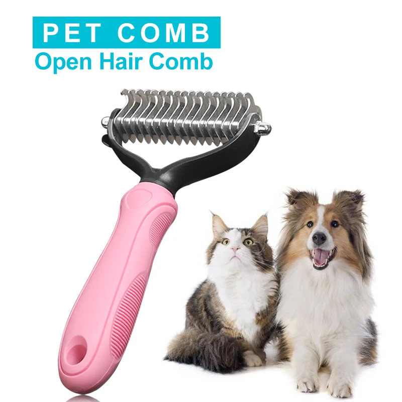 

Dog Cat Removal Hair Comb Stainless Steel Double Sided Cutter Head Pet Comb Grooming Tool For matted Long Hair Curly Pet Product