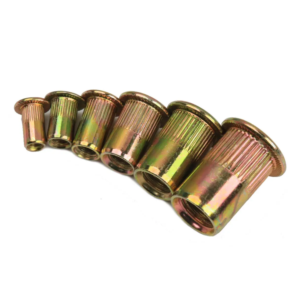 300pcs M3 M4 M5 M6 M8 M10 Zinc Plated Rivet Nuts Set Nutserts Threaded Insert Nutsert Cap Flat Head Rivet Nuts Carbon Steel