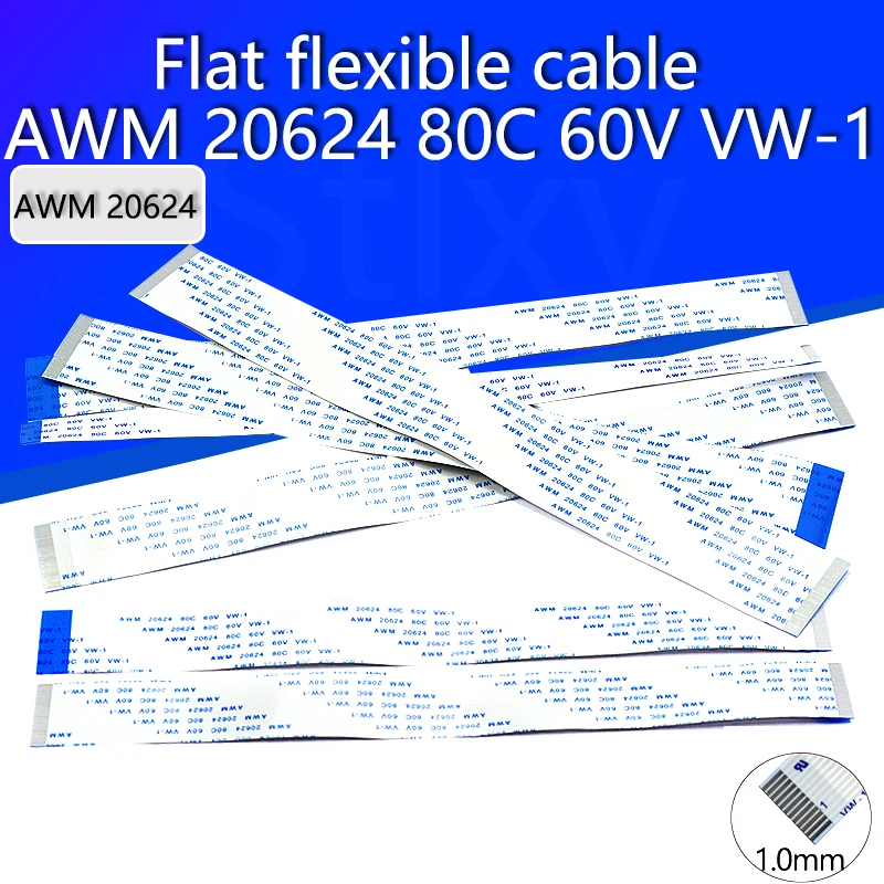 10PCS Flat flexible cable FFC FPC LCD cable AWM 20624 80C 60V VW-1 FFC-1.0MM  Flat connection cable 6/10/12/16/20/30/40Pin