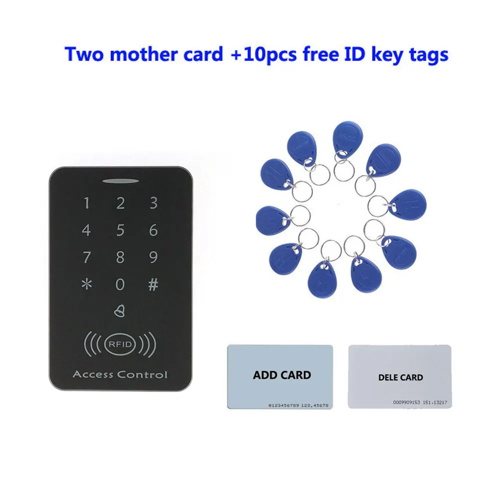 Plastic Access Control Dull Polish Keypad ID 125Khz  Standalone Access Control 1000 User 2pcs Mother Card 10pcs ID Tags,Min:1pcs