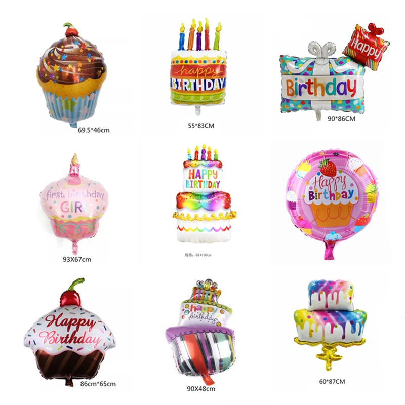 1pc new birthday cake aluminum foil balloon rainbow cake flower cake wedding supplies children happy birthday party decor