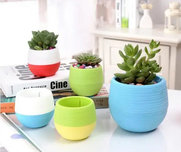 

7*7cm Mini Round Plastic Flower Pot Garden Decor Micro Landscape Planter Unbreakable Flowerpot