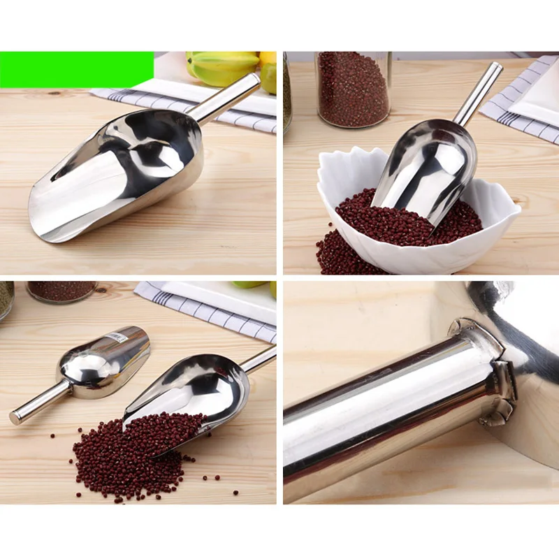 1PC New Home Ice Shovel 304 Stainless Steel Thickened Multi-use Spoon Tea Food Flour Popcorn Melon Seed Shovel Candy Scoop