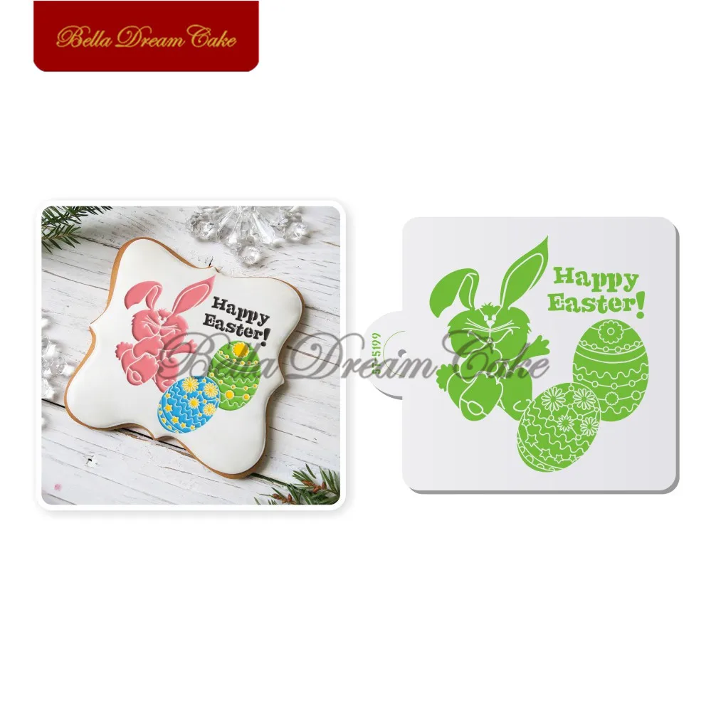 Трафарет «Пасхальный кролик» для торта «сделай сам», пластиковый шаблон для рисования ручной работы, шоколадное печенье, столовые приборы для выпечки