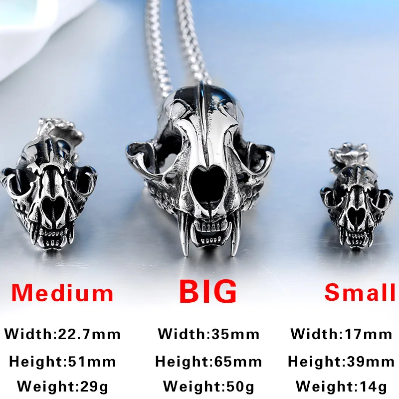 Beier 316L Stainless Steel Men\'s Pendant Skull 3D Machairodus Smilodon Dinosaur Head Pendants  Jewelry LLBP8-096P