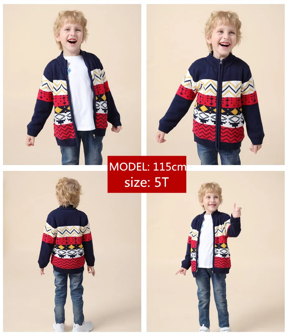 Brand Children Sweater Winter Spring Kids Knitted Sweaters For Boys Cardigan Thick Baby Jacket Velvet Lined Gray And Blue Coat