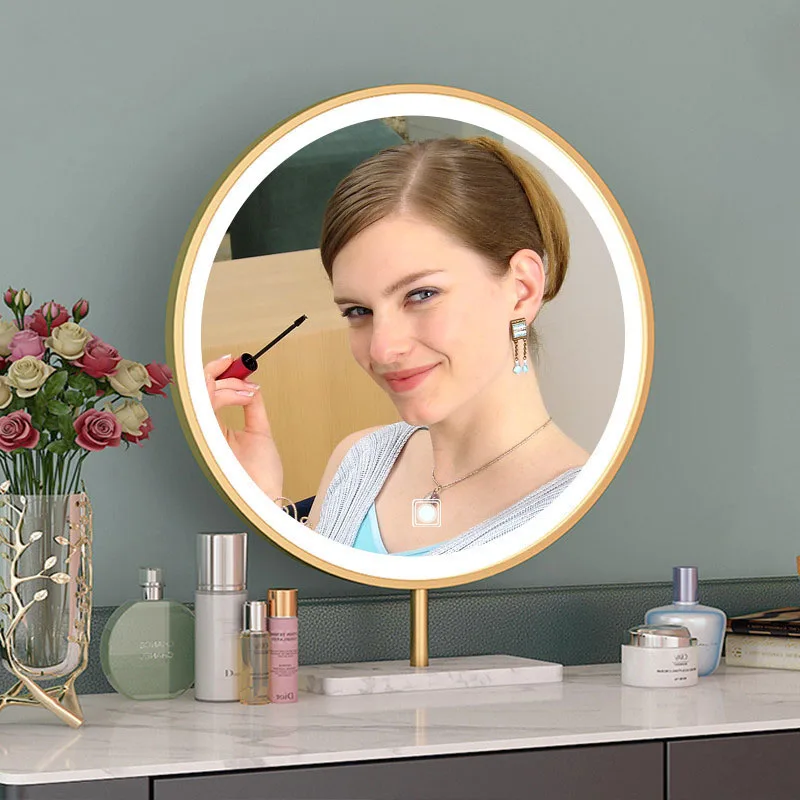 Smart home decoration mirror light luxury led with light bedroom Nordic dresser beauty living room high definition mirror