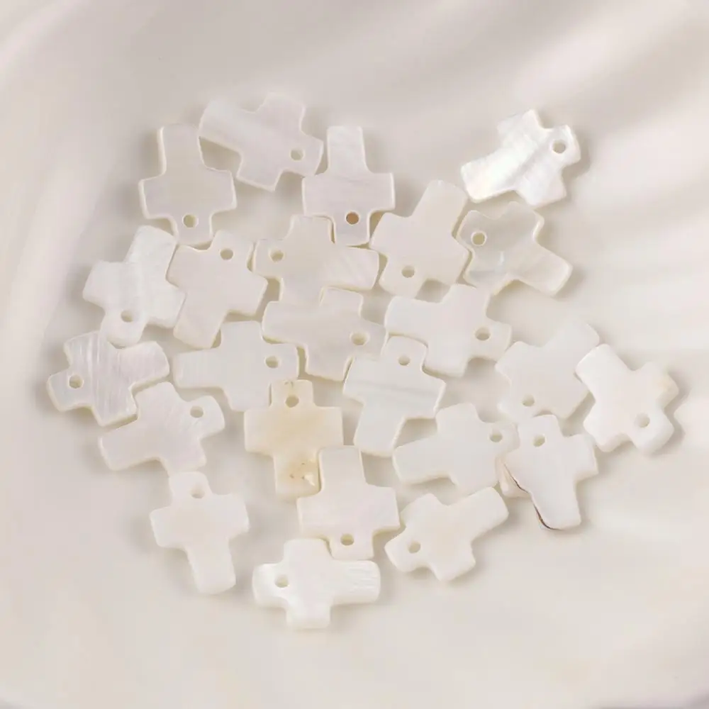 12x10x2 mm Natural Mother of Pearl White Cross Shapes Shell Beads Charms Bracelet Pendant For DIY Jewelry Making Accessories - Image 2