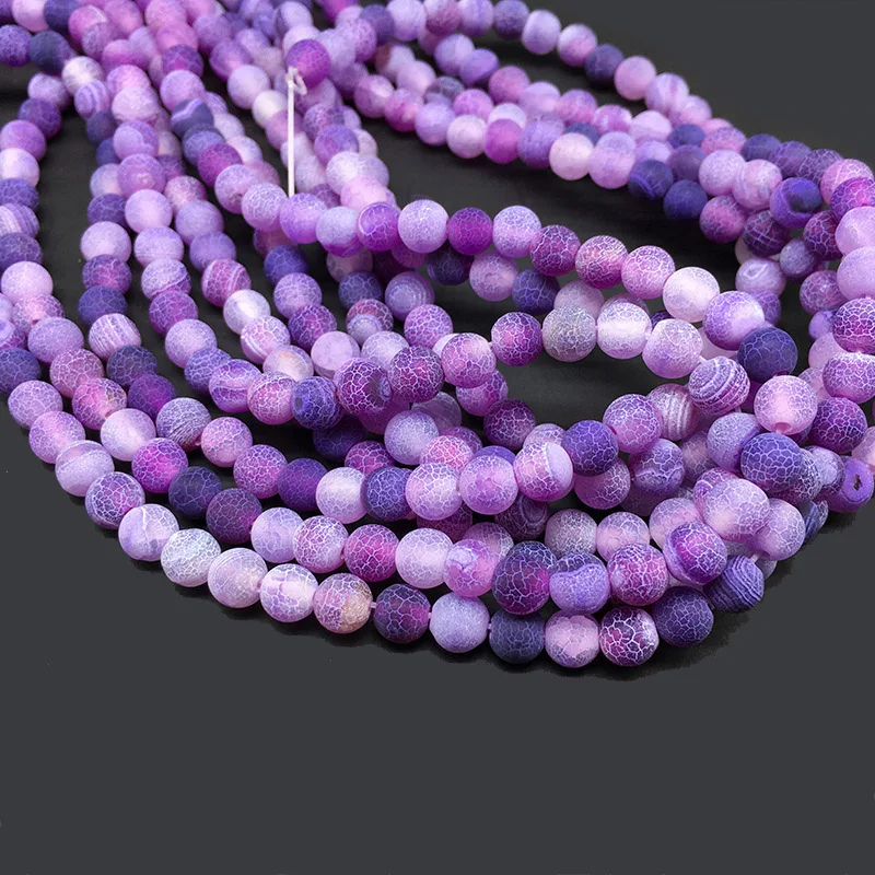 1strand/lot 4 6 8 10 12 mm Natural Stone Frost Crab Agates Round Spacer Loose Bead For Jewelry Making DIY Necklaces Bracelets image 3
