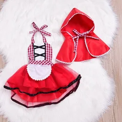 Newborn Little Red Riding Hood Cosplay Photo Prop Costume Baby Girls Tutu Dress +Cape Cloak Outfit Girl Party Dress 2021