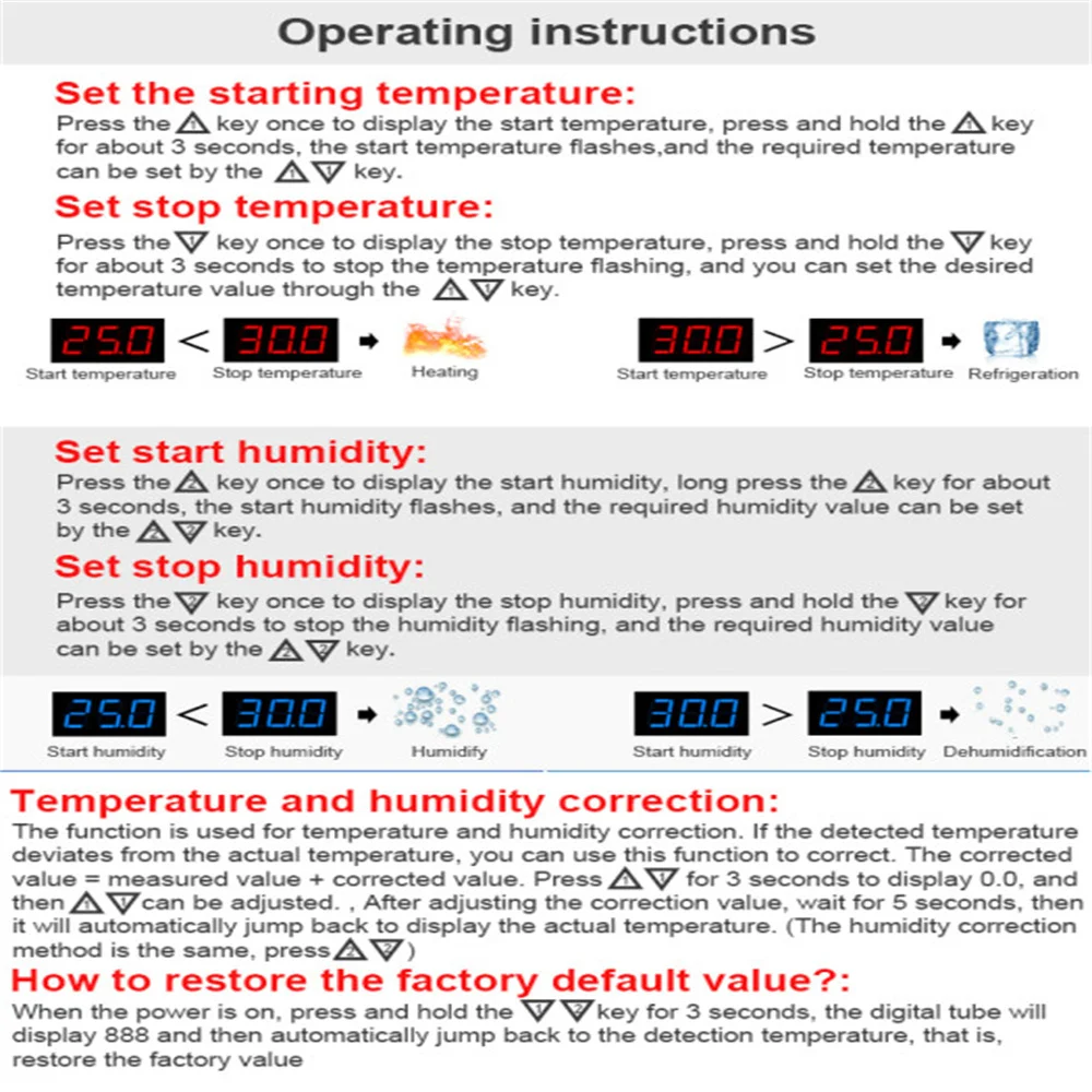 W1099 regolatore di temperatura e umidità digitale intelligente controllo della temperatura e dell\'umidità serra a doppio scopo Incubatio