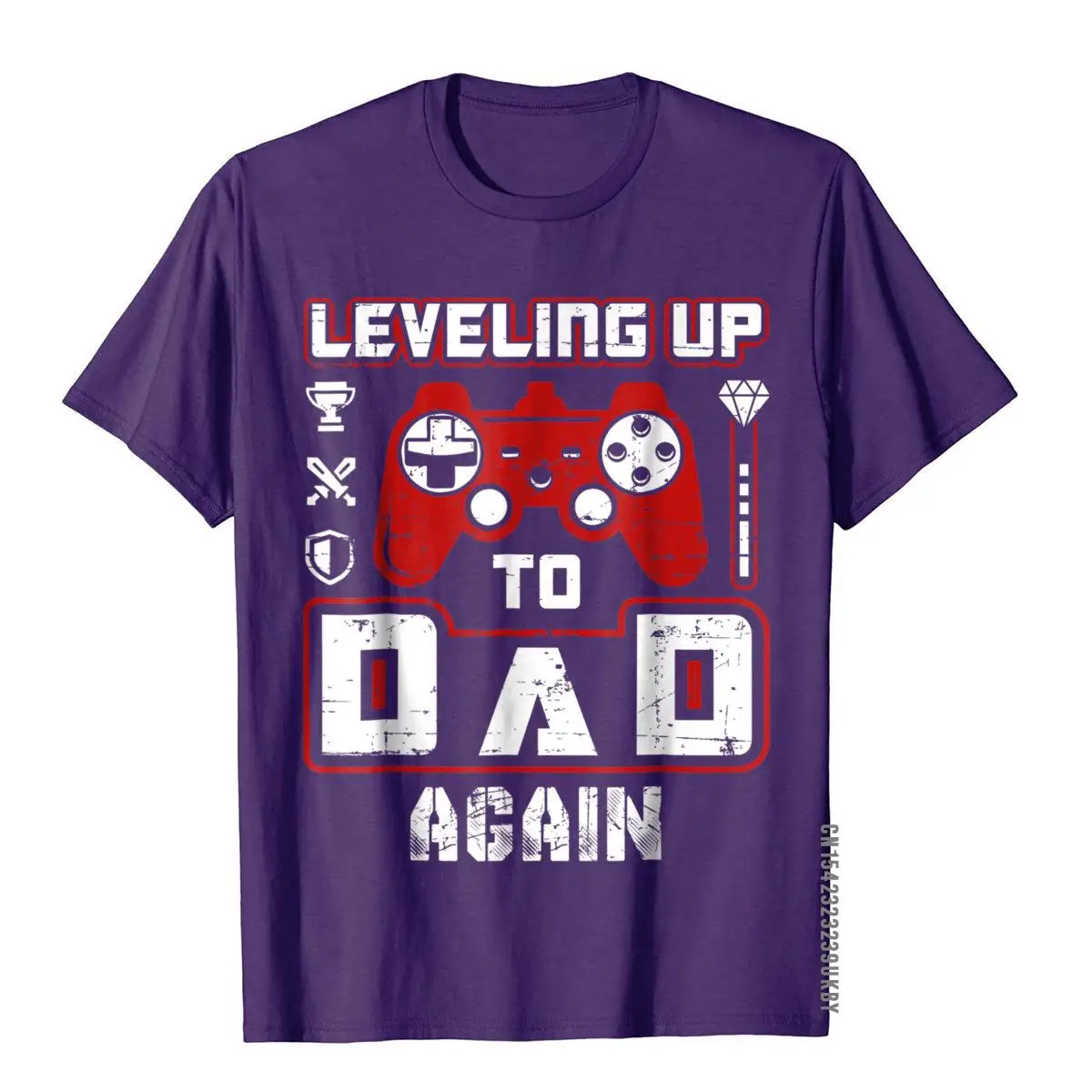 Brand Mens Leveling Up To Dad Again Game T-Shirt Unique T Shirt Cotton TShirt For Men Custom Birthday Gift