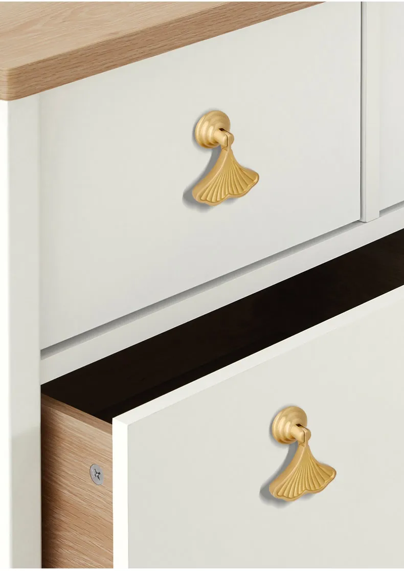 YUTOKO Gold Blatt 1 Stück Messing Griffe Möbel Cabint Zieht Luxus Schrank Kommode Schrank Schrank Schublade Zieht Knöpfe DLS01 – Detail 2