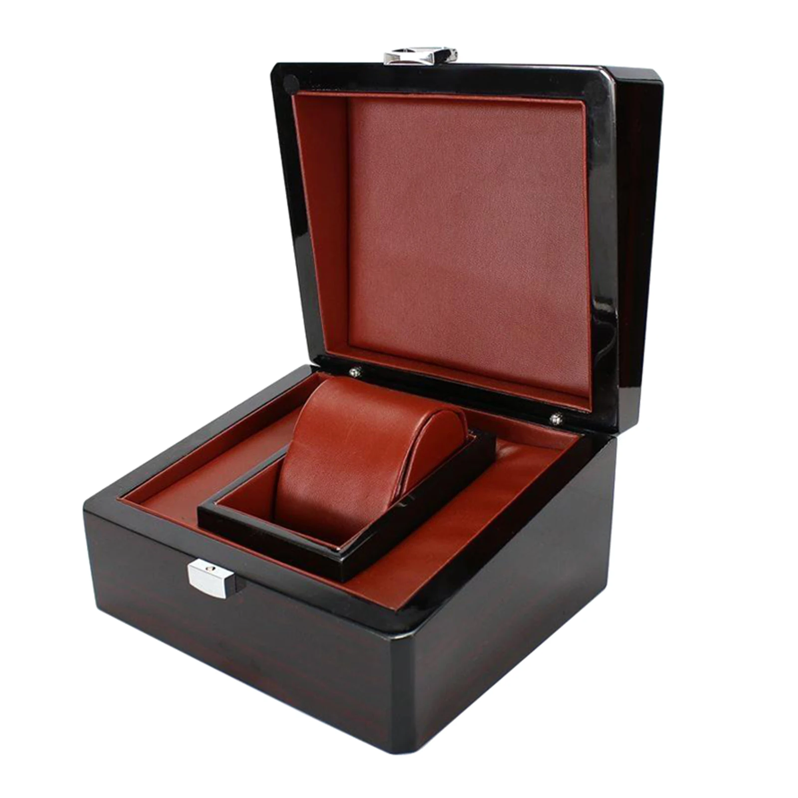 Precious Wooden Watch Case Storage with Cushion Showcase Wristwatch Display