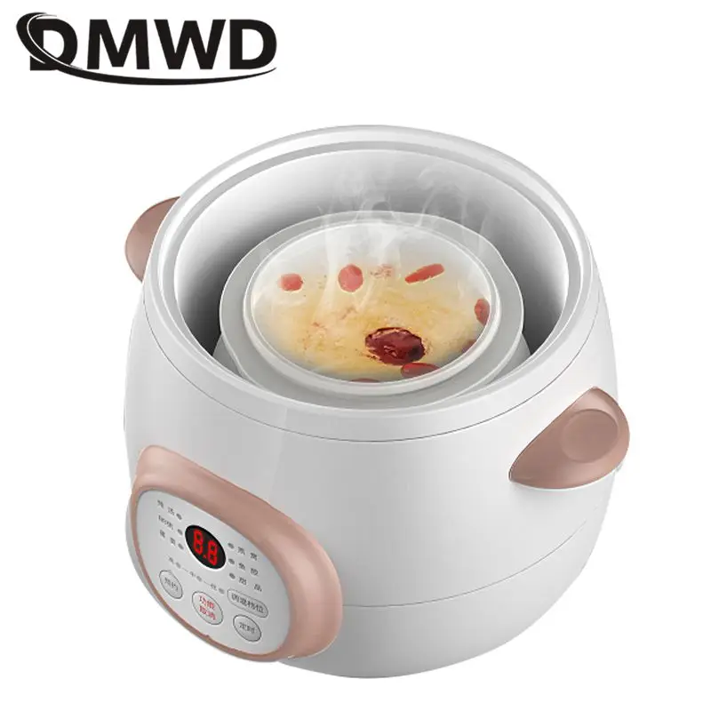 

DMWD 1.5L Household Electric Slow Cooker Stew Pot Ceramic Soup Pot Casserole Breakfast Machine Porridge 12H Appointment