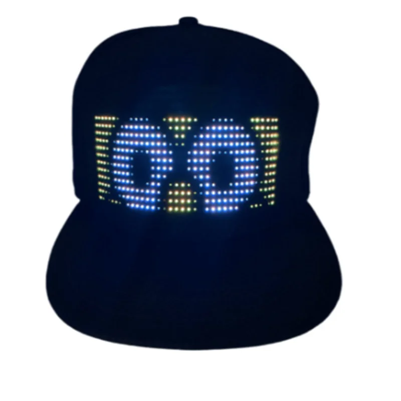 

2020 new editable LED luminous hat multi-language display advertising hat prom party decoration hat