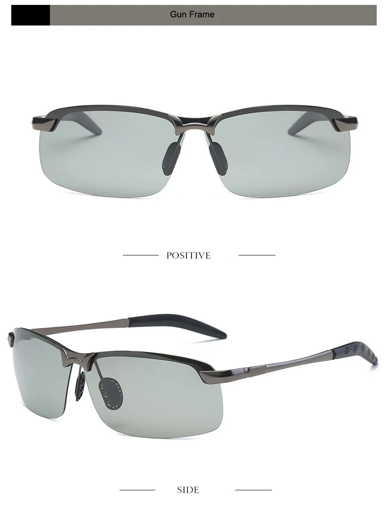 Al-Mg Legierung Photochrome Sonnenbrille Männer Polarisierte Chameleon Gläser Ändern Farbe Sonnenbrille Tag Nacht Vision Fahren Brille SP – Detail 7