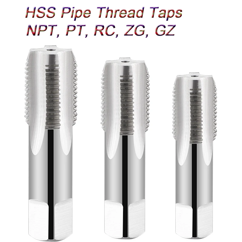 Pipe Thread Taps HSS Tapping Tube Tap NPT PT RC ZG For Metalworking Tool Straight Flute Hand Screw Tap Machining British Inch