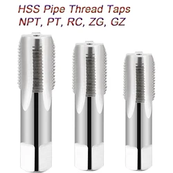 Pipe Thread Taps HSS Tapping Tube Tap NPT PT RC ZG  For Metalworking Tool Straight Flute Hand Screw Tap Machining British Inch