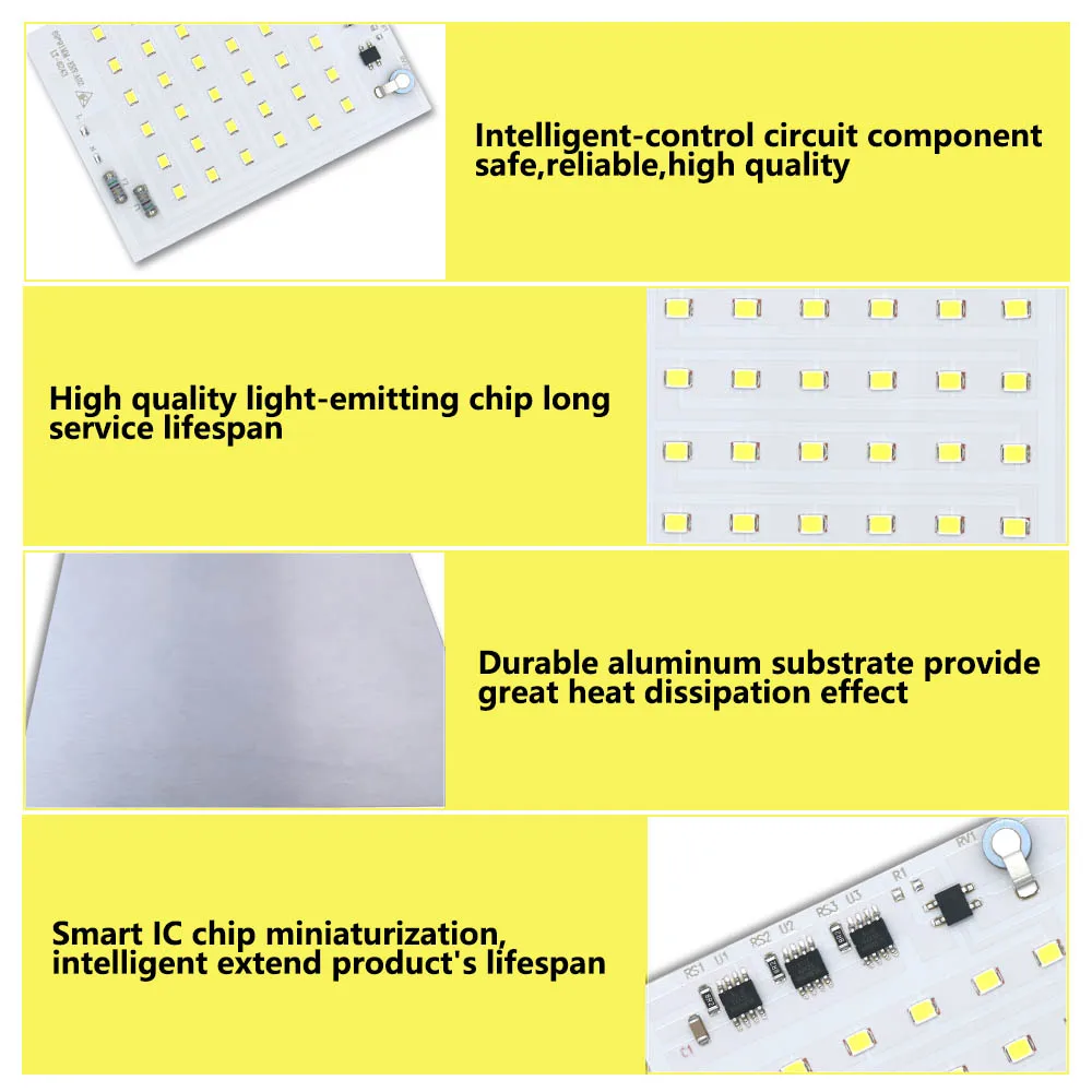 LED COB خرزة مصباح 10 واط 20 واط 30 واط 50 واط 100 واط 150 واط 200 واط التيار المتناوب 220 فولت الذكية IC لا حاجة سائق لتقوم بها بنفسك كشاف ضوء Led لمبة الأضواء رقاقة مصباح