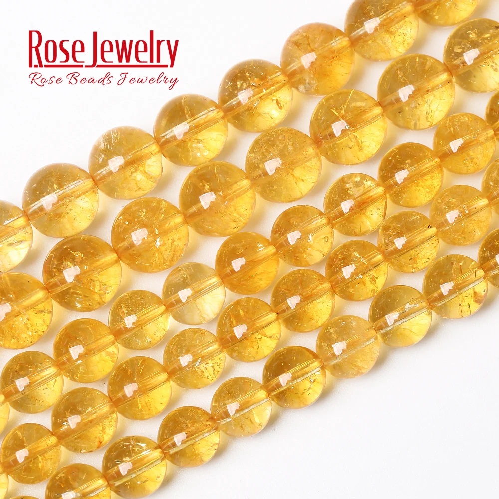 AAA+ Natural Citrines Crystal Beads Yellow Quartz Natural Stone Beads For Jewelry Making DIY Bracelet Necklace15'' 4/6/8/10/12mm