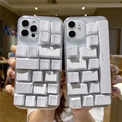for iphone 11 case Funny 3D keyboard Transparent phone case for iphone 13 12 Pro Max 11 6 7 8 Plus XR X XS epoxy silicone Cover