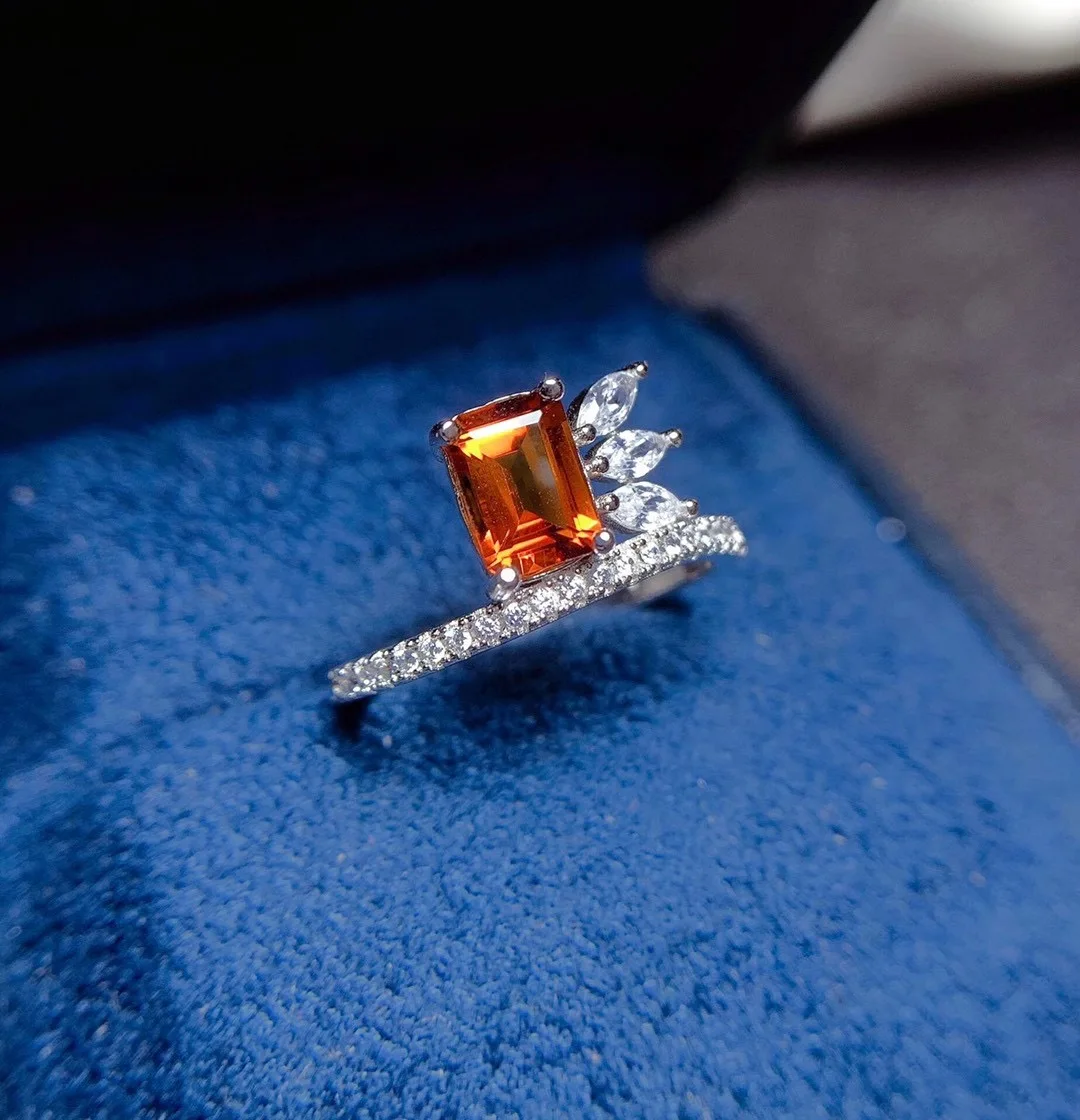 

100% Real And Natural Citrine ring Real natural citrine 925 sterling silver Fine yellow citrine