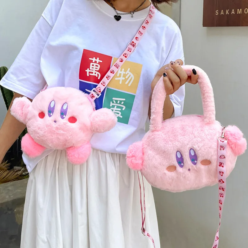 Cartoon Kirby Plush Toys for Girls Sweet Pink Kirby Plushie Stuffed Toys Children Plush Women Messenger Bag Birthday Gifts Toy