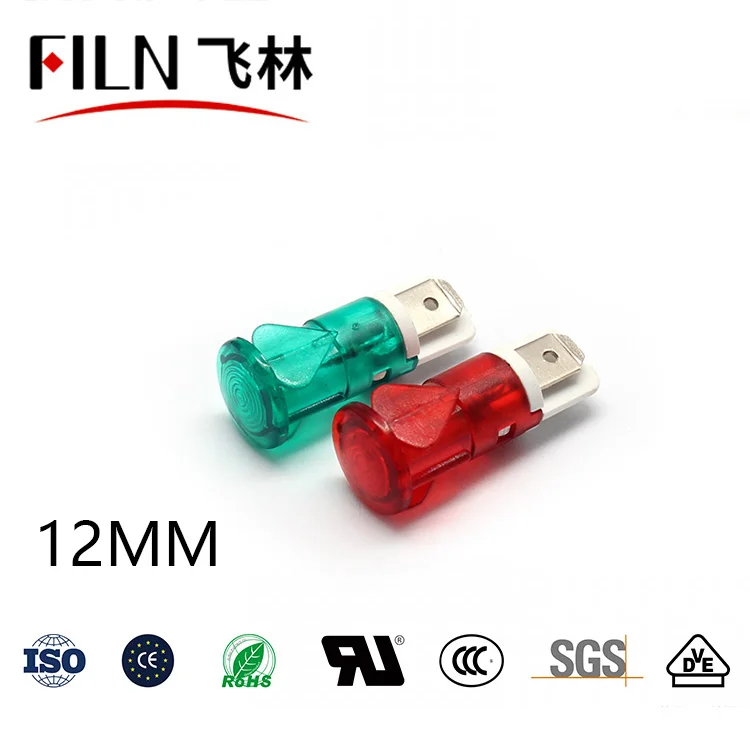 

FILN Plastic high qoality 12mm led indicator light 120v led signal lamp red green yellow signal light