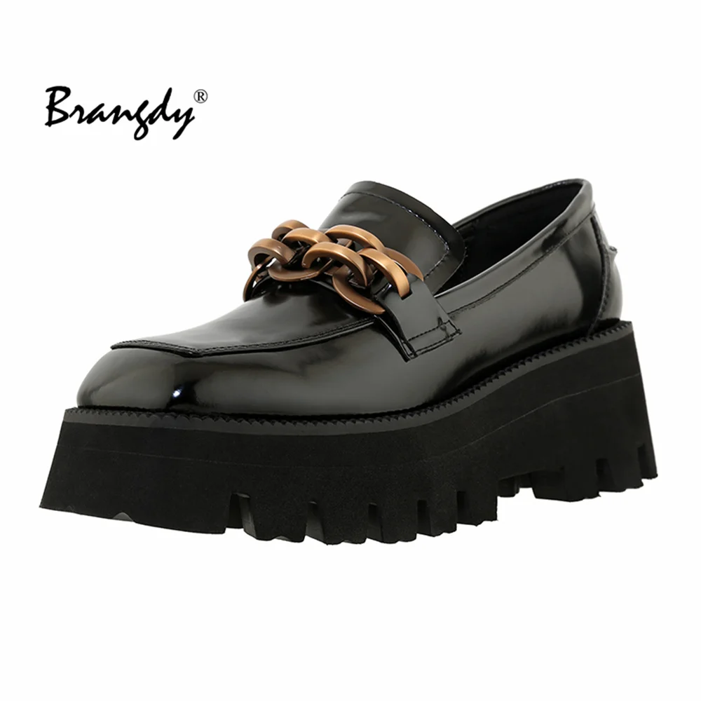 

Brangdy Genuine Leather Shoes Women Spring 2021 New Fashion Round Head Bow Girl Shoes Thick Heel British Style Loafers Women